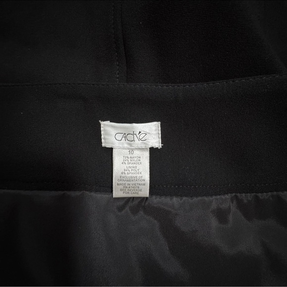 Cache Black Mini Skirt Women’s Size 10 Silver Zipper Detail Bodycon 90’s Vibe - Picture 5 of 5